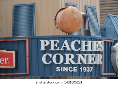 MYRTLE BEACH, SC, USA - AUGUST 5, 2019: Photo Peaches Corner Restaurant Myrtle Beach SC