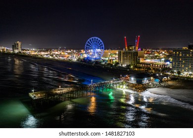 MYRTLE BEACH, SC, USA - AUGUST 5, 2019: Myrtle Beach SC At Night