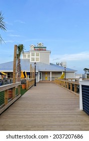 Myrtle Beach, SC USA - September 1, 2021: Front Door View Of Landshark Bar And Grill Restaurant At Barefoot Landing In Myrtle Beach