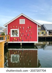 Myrtle Beach, SC USA - September 1, 2021: Close Up View Of Overwater Store At Barefoot Landing In Myrtle Beach