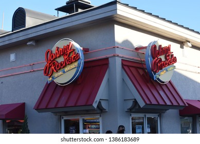 Myrtle Beach, SC/United States- 04/16/2019: A Johnny Rockets Restaurant From The Outside. 