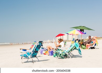 Myrtle Beach, South Carolina, USA-July 8, 2014. Typical summer day in Myrtle Beach.