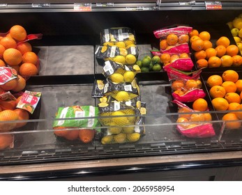 Myrtle Beach South Carolina USA-October 28, 2021. Grocery Store Shelves Are Becoming Bare As The Supply Chain Continues To Falter.