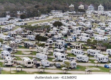 Myrtle Beach, USA - Circa March 2016 - View Over A Trailer Park