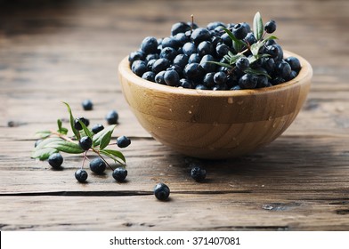 Myrtle Berry On The Wooden Table, Selective Focus