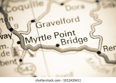 Myrtle Point. Oregon. USA On A Map.