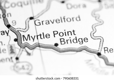 Myrtle Point. Oregon. USA On A Map.