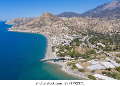 Myrtos village in south Crete - the warmest village of Europe