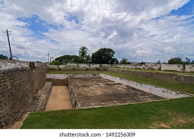 Mysore, Karnataka, India - August 21, 2017 Walls Outside Colonel Bailey’s Dungeon Used By Tipu Sultan To Confine Prisoners Of War At Srirangapatna