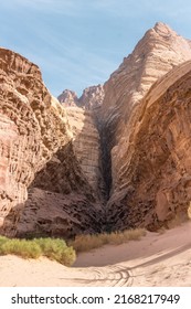 Mysterious Canyon In Jordan Desert For Adventure Tourists Who Like Indiana Jones Or Lawrence Of Arabia