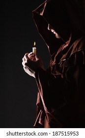 Mysterious Catholic Monk. Studio Shot