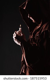 Mysterious Catholic Monk. Studio Shot