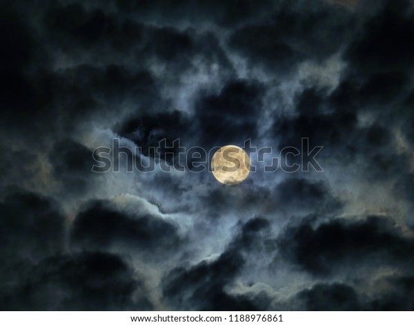 Mysterious Cloudy Night Sky Full Moon Stock Photo Edit Now