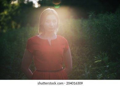 Mysterious Image Of Woman Fashion In Nature Summer. Very Large Size Photo XXXXL