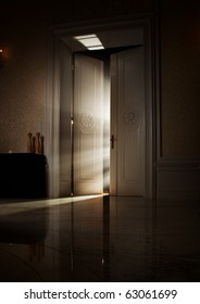 Mysterious Rays Of Light Behind Door