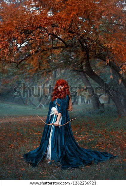 Mysterious Redhaired Warrior Girl Stands Lady Stock Photo 1262236921 ...