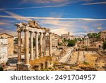 Mysterious Roman Forum ruins near the Coliseum, Rome, Italy