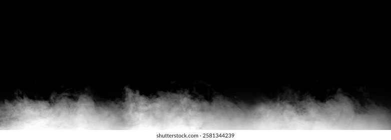 El humo misterioso sale, separado del fondo, creando una atmósfera mística abstracta mientras partículas de vapor e incienso flotan en el aire. Humo gris oscuro se mezcla con vapor de niebla