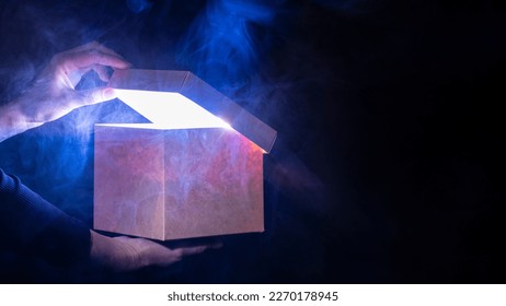 Mystery box concept. Mystery giftbox concept. surprise box, question box. - Shutterstock ID 2270178945