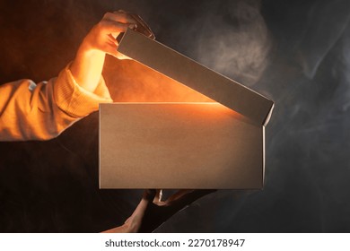 Mystery box concept. Mystery giftbox concept. surprise box, question box. - Shutterstock ID 2270178947