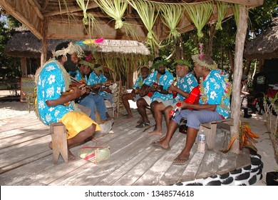 Mystery Island / Vanuatu - July 24, 2008: Local band playing for the tourists