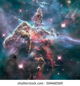 Mystic Mountain. Region In The Carina Nebula Imaged By The Hubble Space Telescope. Elements Of This Image Furnished By NASA.