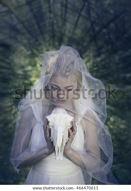 Mystic Stories Woman Wedding Dress Holding Stock Photo Edit Now