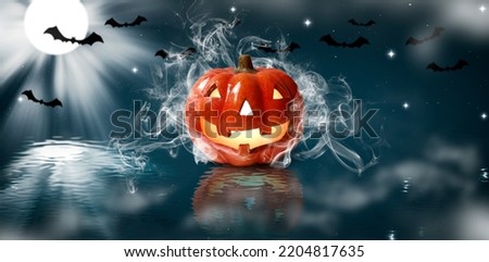 Mystical halloween pumpkin at night