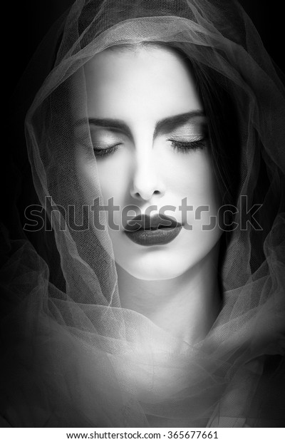 Mystical Woman Beauty Portrait Veil Studio Stock Photo (Edit Now) 365677661