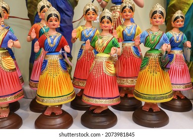 

Mysuru, Karnataka, India-October 27 2020; A Collection of charming Dancing girl Dolls made from clay and hand painted with vibrant bright colors in India.
 - Shutterstock ID 2073981845