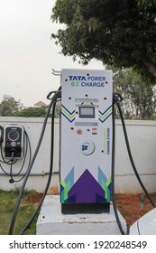 Mysuru,Karnataka,India-February 17 2021; A Close Up View Of A Tata Charging Machine For Electric Cars Outside A Car Showroom In Mysuru City,India.
