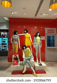 
Mysuru,Karnataka,India-February 17 2021; A Close Up View Of Beautifully Arranged Mannequins In Traditional Indian And Western Clothing At A Fashion Store In Mysuru,India.
