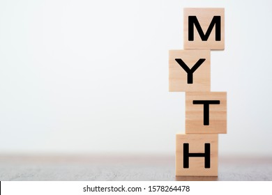 Myth Word On Wooden Cubes With Copy Space