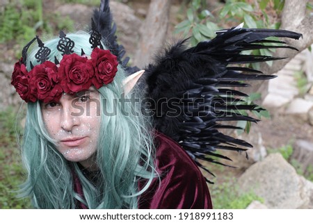 Mythical male elf in the forest