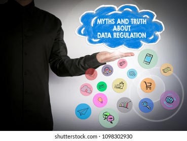 Myths and the about data regulation, General Data Protection Regulation, GDPR concept. Cloud and application software icons  - Shutterstock ID 1098302930