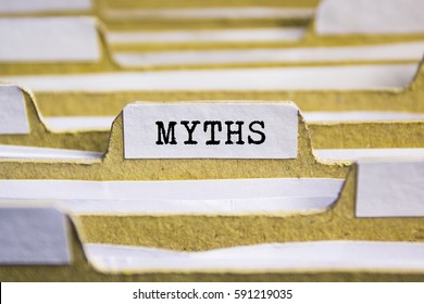 Myths word on card index paper
