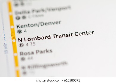 N Lombard Transit Center Station. Portland Metro map. - Shutterstock ID 618580391