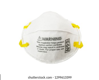 N95 Filtering face mask-safty white mask on white background with clipping path: Closeup.
