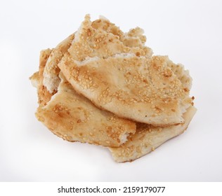 Naan Bread Isolated On White Background.