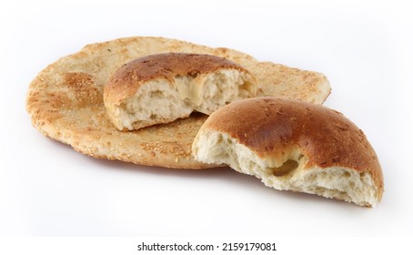 Naan Bread Isolated On White Background.