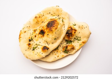 Naan, Nan Bread Served In A Plate, Isolated