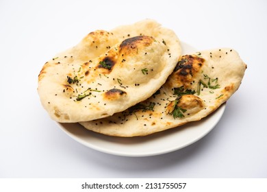 Naan, Nan Bread Served In A Plate, Isolated