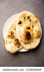 Naan, Nan Bread Served In A Plate, Isolated