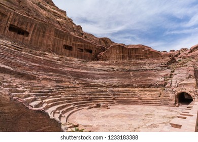 Nabatean Theatre Seating Cavea Detail In Petra, Jordan