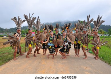 Nabawan Sabah Malaysia - 20 May, 2016 : A Group Of Dancers Dressed In Traditional Murut Costume In A Harvest Festival.