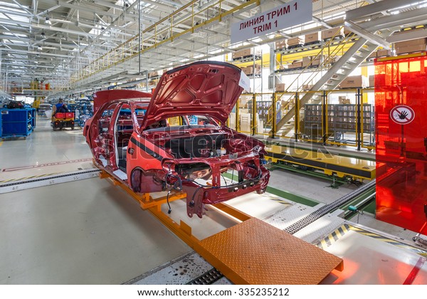 Naberezhnye Chelny, Tatarstan,\
Russia - March 19: Car Assembly Line in Automobile Factory SOLLERS\
in Automobile Plant KAMAZ, on March 19, 2009 in Naberezhnye\
Chelny