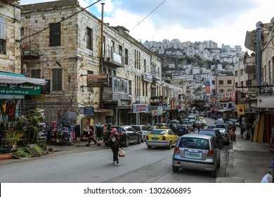 Nablus, Palestine - January 06, 2019: Daily Life of Arabic City