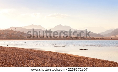 Nabq coast in the north of Sharm El Sheikh at sunset,  Aqaba Gulf, South Sinai, Egypt.