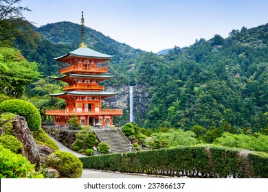 Nachi, Japan At The Pagoda Of Seigantoji And Nachi No Taki Waterfall.