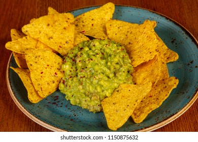 Nachos Chips With Guacamole Sauce